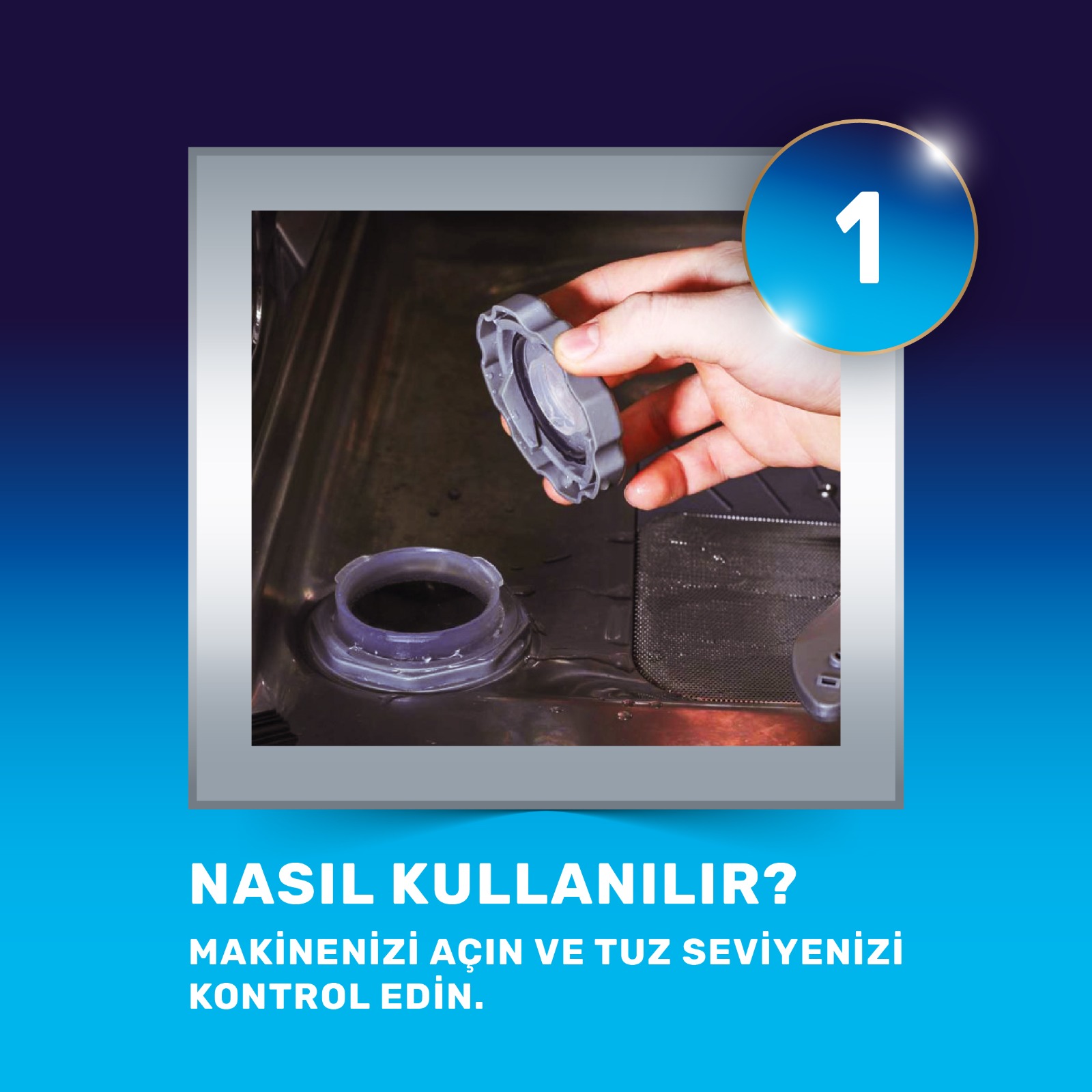 Adım 1: Makineyi açın ve tuz seviyesini kontrol edin